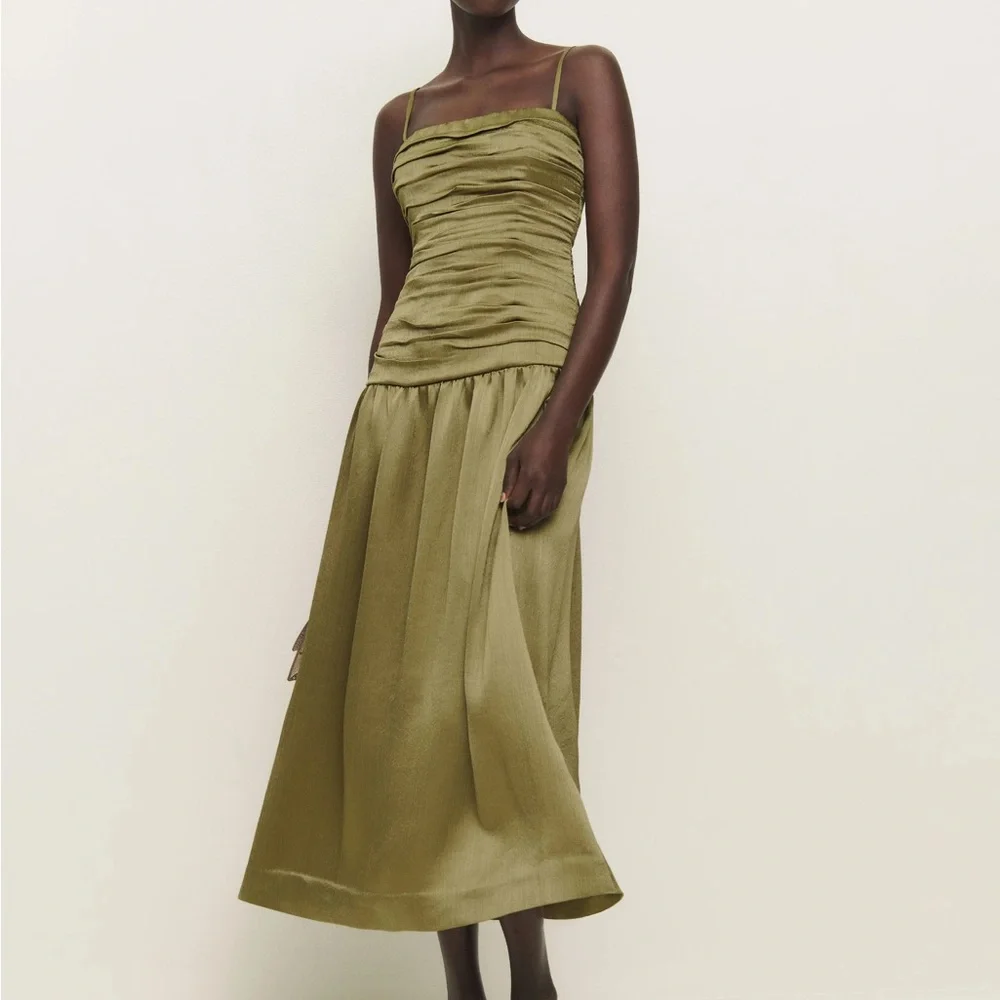 Reformation Olive Green Midi Dress - Picture 1 of 4